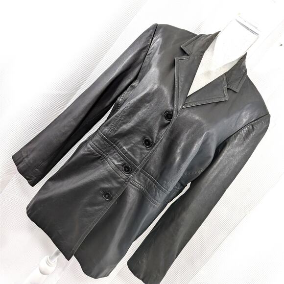 MERONA! LUXE BUTTERY SOFT BLACK GENUINE LEATHER TAILORED JACKET, COAT! SZ XL - Picture 1 of 10